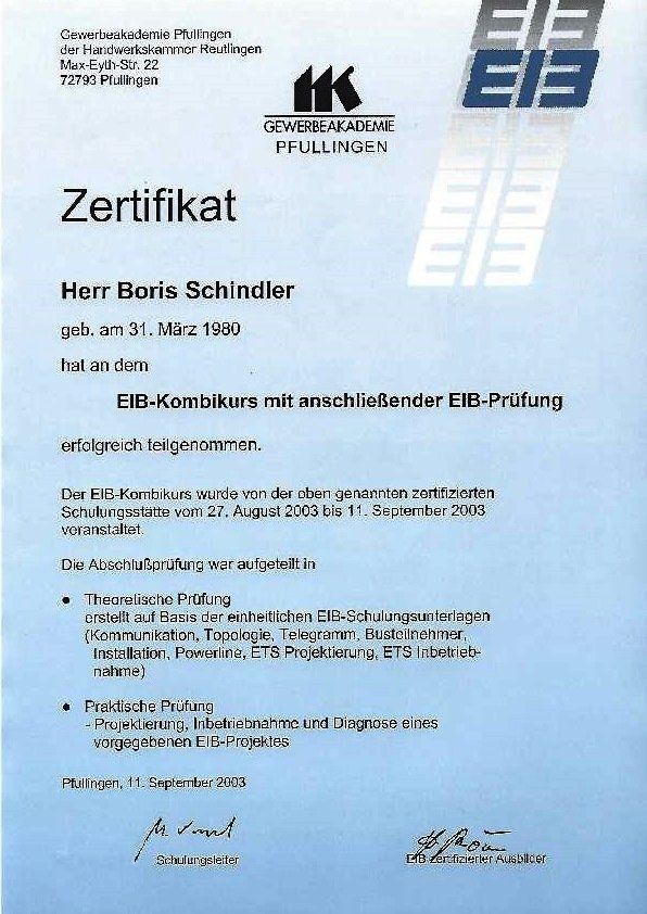 Zertifikat EIB Kombikurs